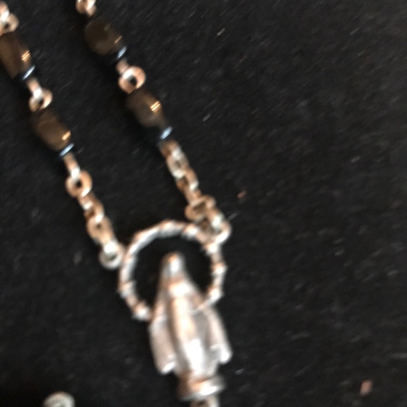 Vintage Blk & Silver Rosary - Picture 3 of 3